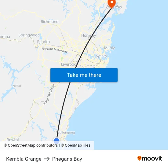 Kembla Grange to Phegans Bay map