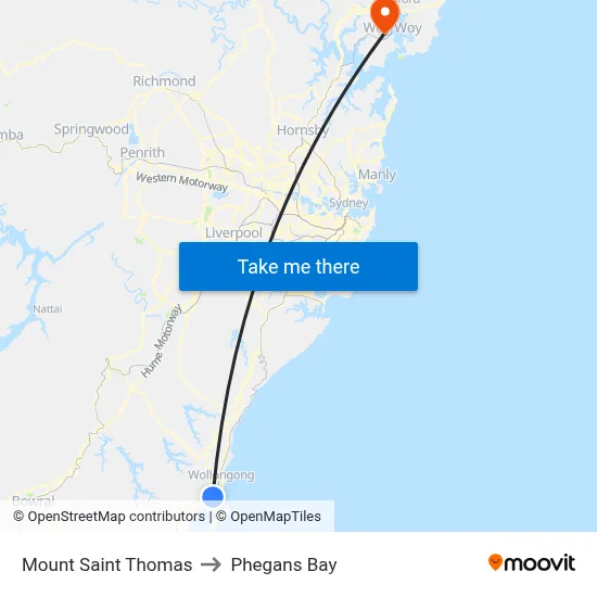 Mount Saint Thomas to Phegans Bay map