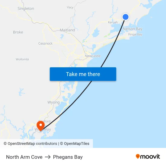 North Arm Cove to Phegans Bay map