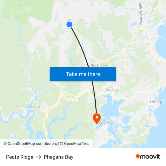 Peats Ridge to Phegans Bay map