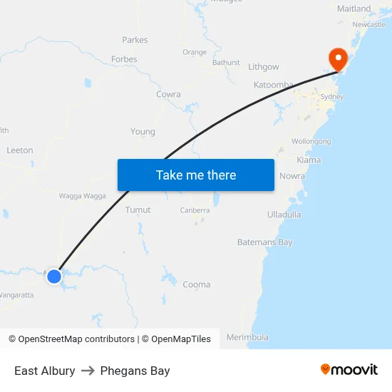East Albury to Phegans Bay map