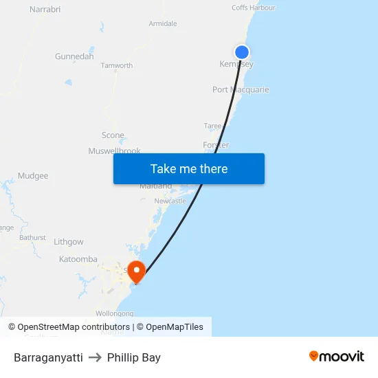 Barraganyatti to Phillip Bay map