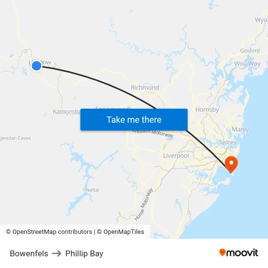 Bowenfels to Phillip Bay map