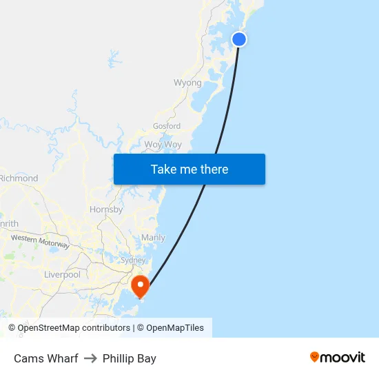 Cams Wharf to Phillip Bay map