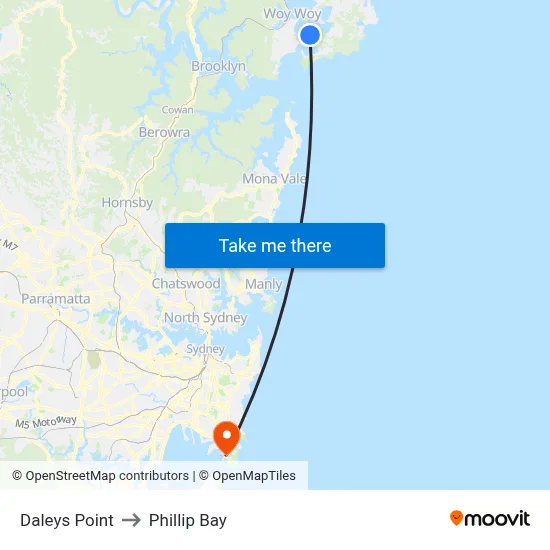 Daleys Point to Phillip Bay map