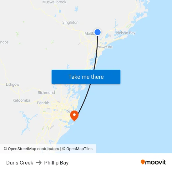 Duns Creek to Phillip Bay map