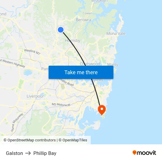 Galston to Phillip Bay map