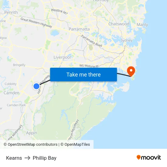 Kearns to Phillip Bay map