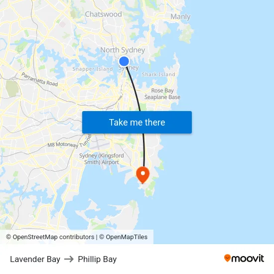 Lavender Bay to Phillip Bay map