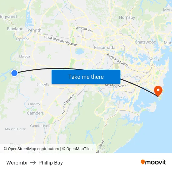Werombi to Phillip Bay map