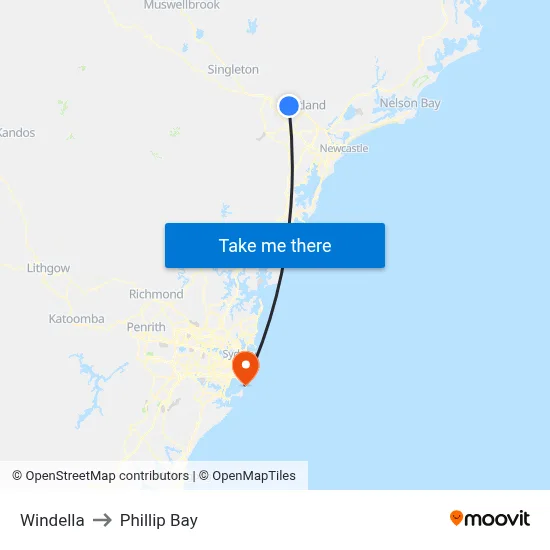 Windella to Phillip Bay map