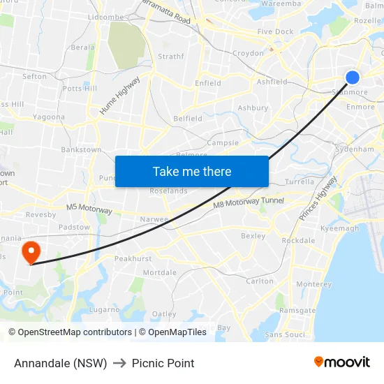 Annandale (NSW) to Picnic Point map