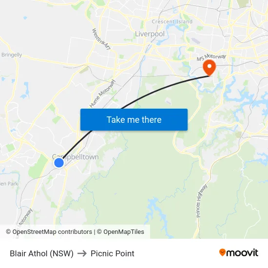 Blair Athol (NSW) to Picnic Point map
