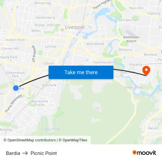 Bardia to Picnic Point map