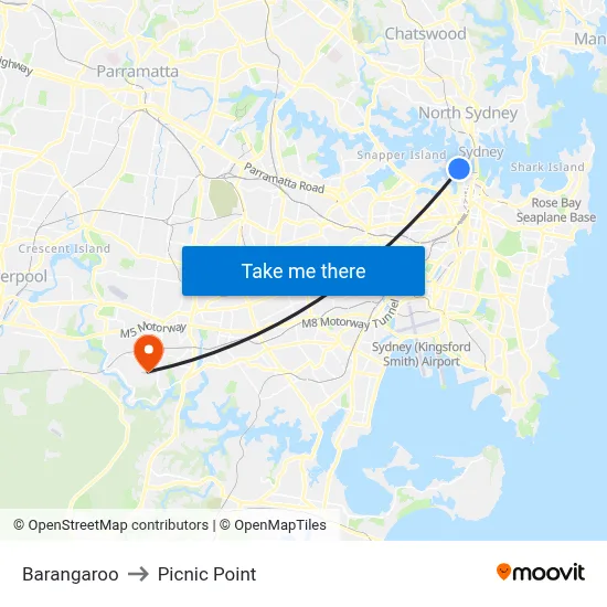 Barangaroo to Picnic Point map