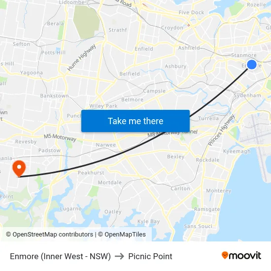 Enmore (Inner West - NSW) to Picnic Point map