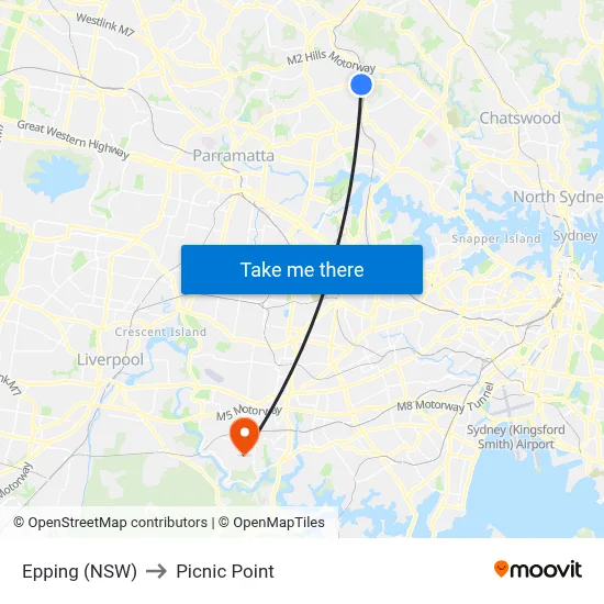 Epping (NSW) to Picnic Point map