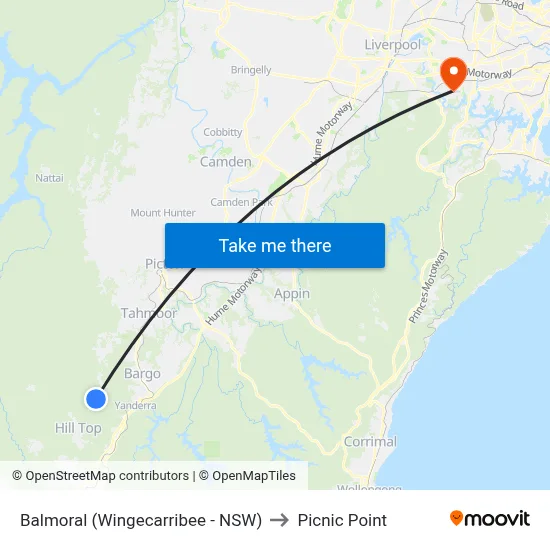 Balmoral (Wingecarribee - NSW) to Picnic Point map