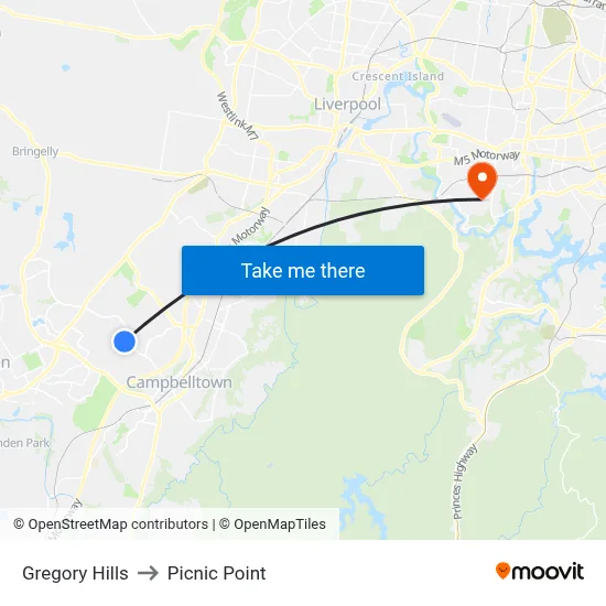 Gregory Hills to Picnic Point map