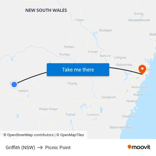 Griffith (NSW) to Picnic Point map