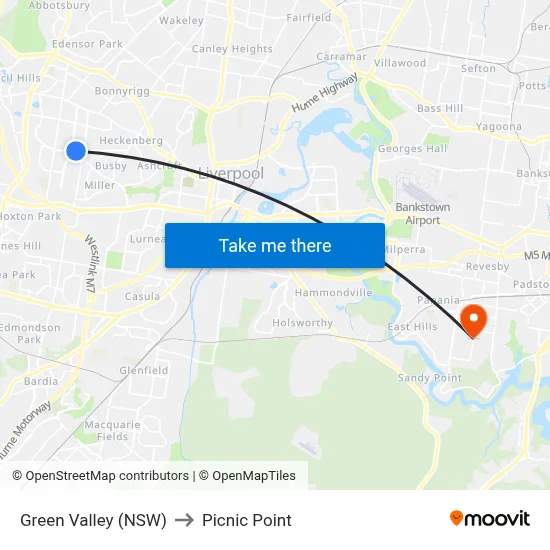 Green Valley (NSW) to Picnic Point map