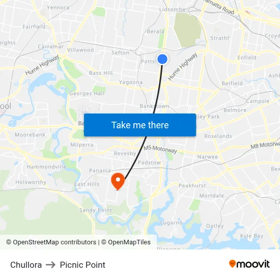 Chullora to Picnic Point map