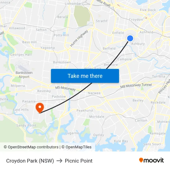 Croydon Park (NSW) to Picnic Point map