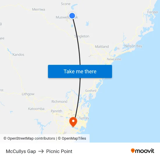 McCullys Gap to Picnic Point map
