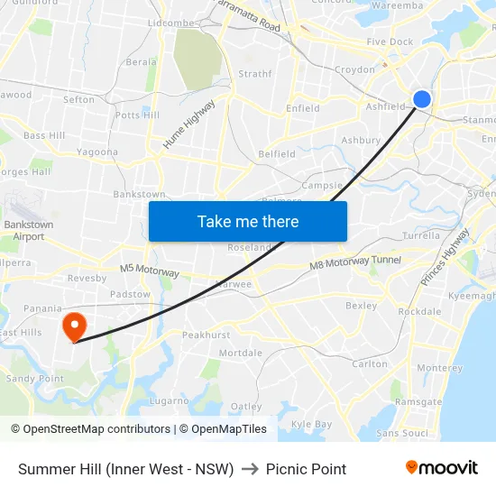 Summer Hill (Inner West - NSW) to Picnic Point map