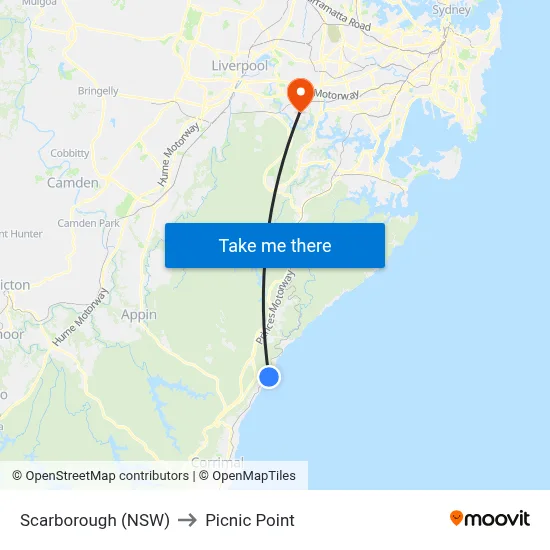 Scarborough (NSW) to Picnic Point map
