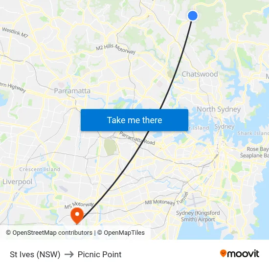 St Ives (NSW) to Picnic Point map