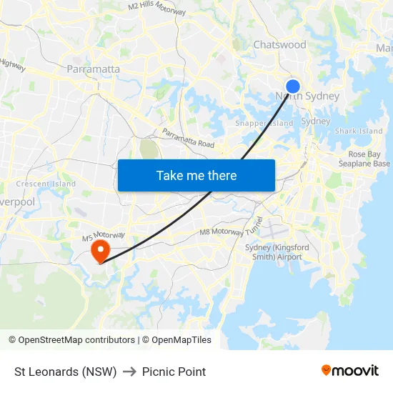 St Leonards (NSW) to Picnic Point map