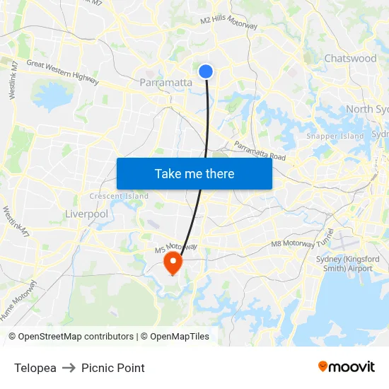 Telopea to Picnic Point map
