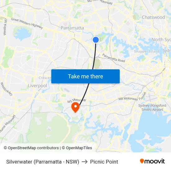 Silverwater (Parramatta - NSW) to Picnic Point map