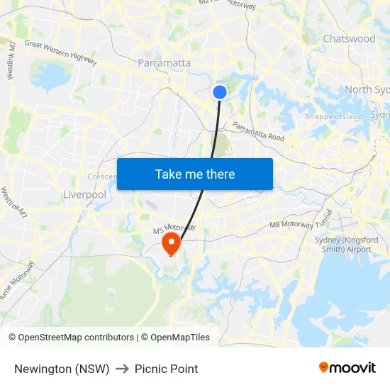 Newington (NSW) to Picnic Point map