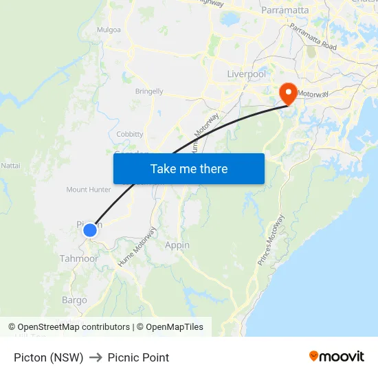 Picton (NSW) to Picnic Point map