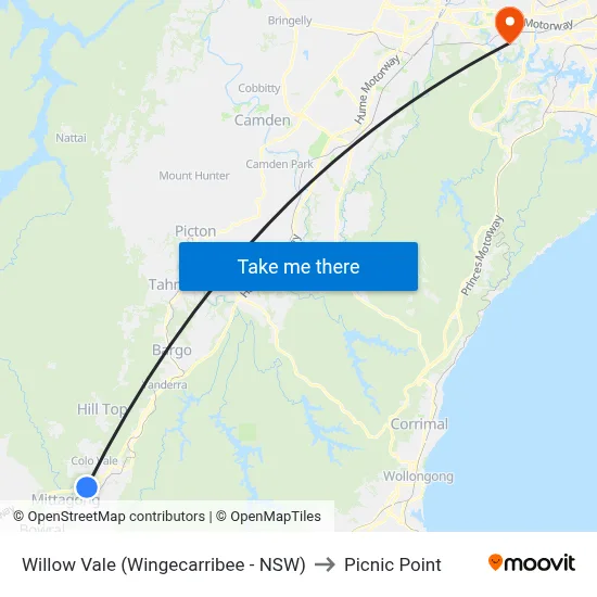 Willow Vale (Wingecarribee - NSW) to Picnic Point map