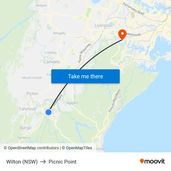 Wilton (NSW) to Picnic Point map