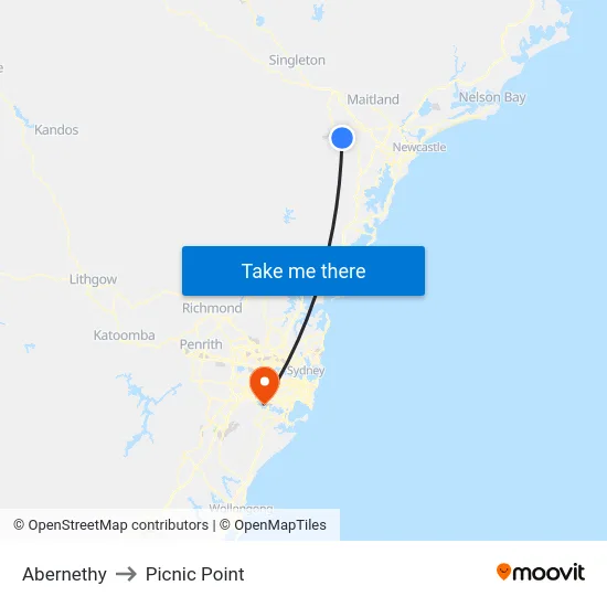 Abernethy to Picnic Point map