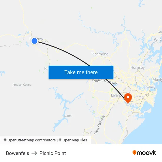 Bowenfels to Picnic Point map