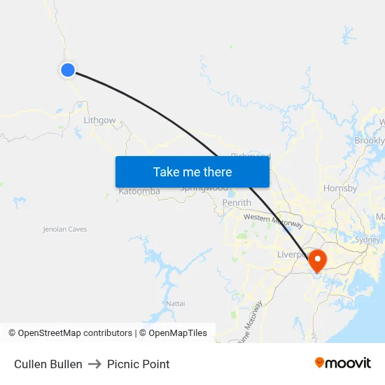 Cullen Bullen to Picnic Point map