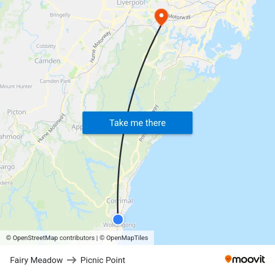 Fairy Meadow to Picnic Point map