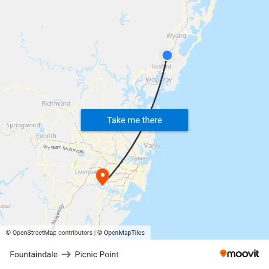 Fountaindale to Picnic Point map