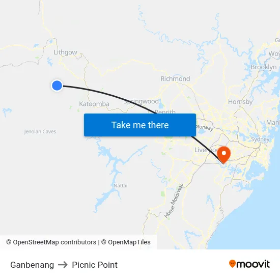 Ganbenang to Picnic Point map