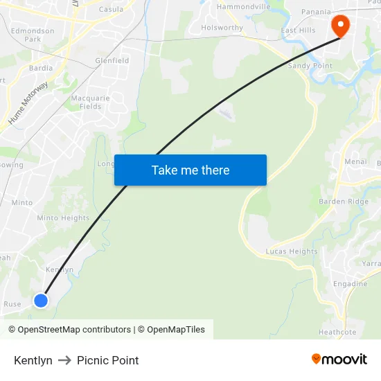 Kentlyn to Picnic Point map