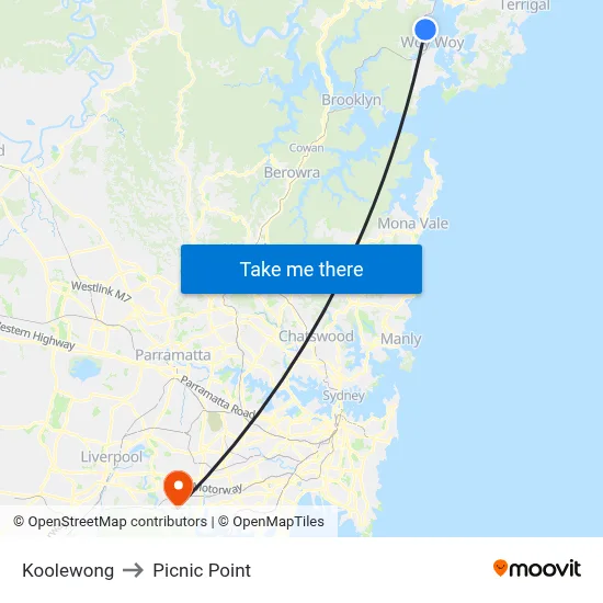 Koolewong to Picnic Point map