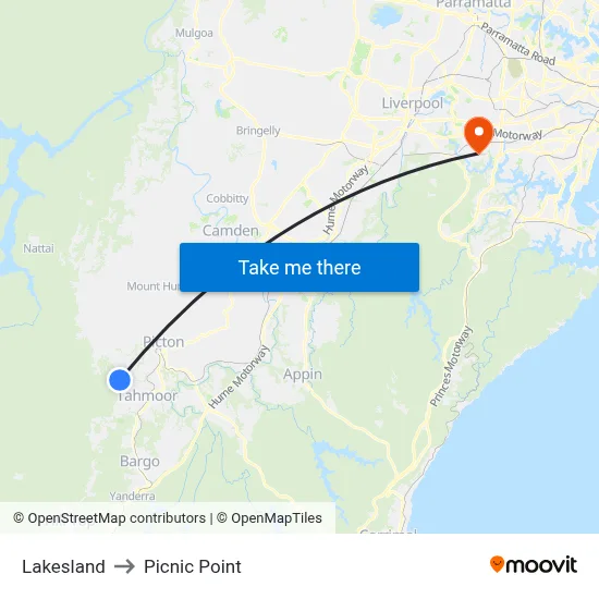 Lakesland to Picnic Point map