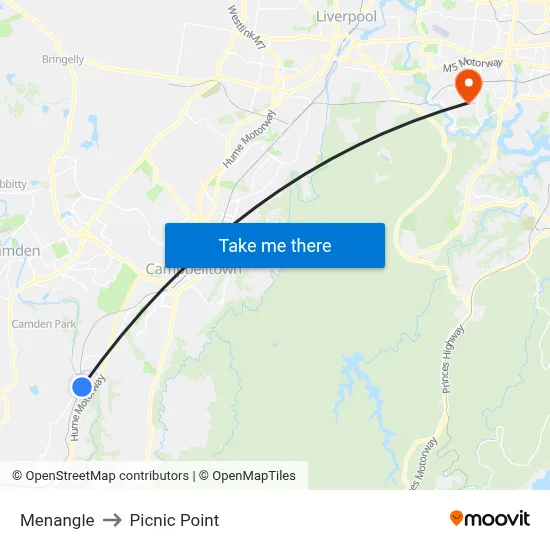 Menangle to Picnic Point map