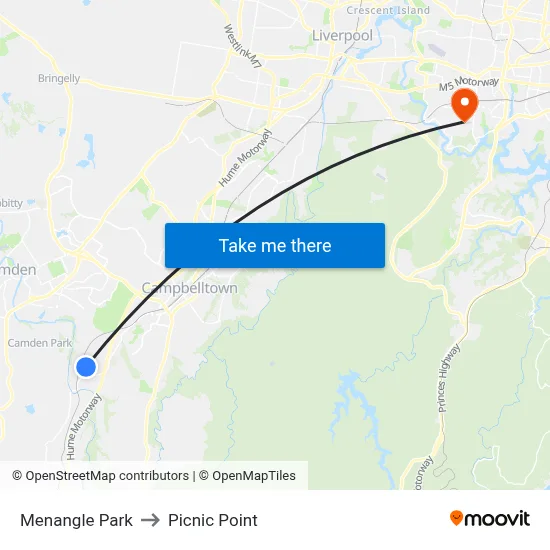 Menangle Park to Picnic Point map