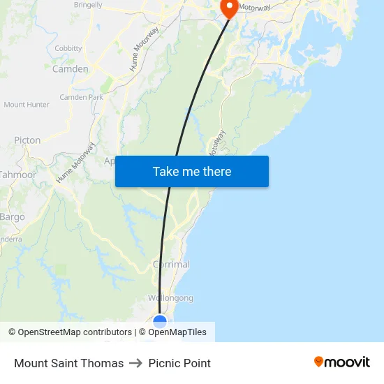 Mount Saint Thomas to Picnic Point map